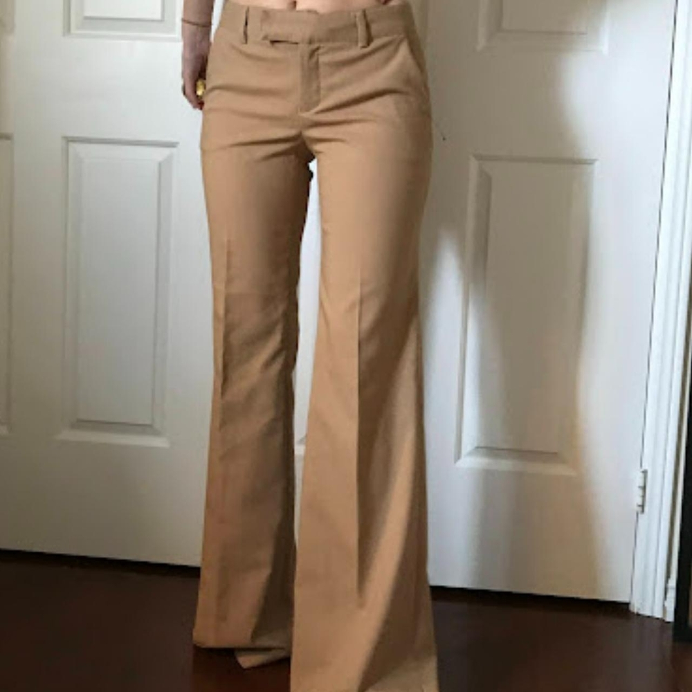 Tan Camel Flare Trousers Pants